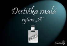 Destička malá A - přívěsek rhodium